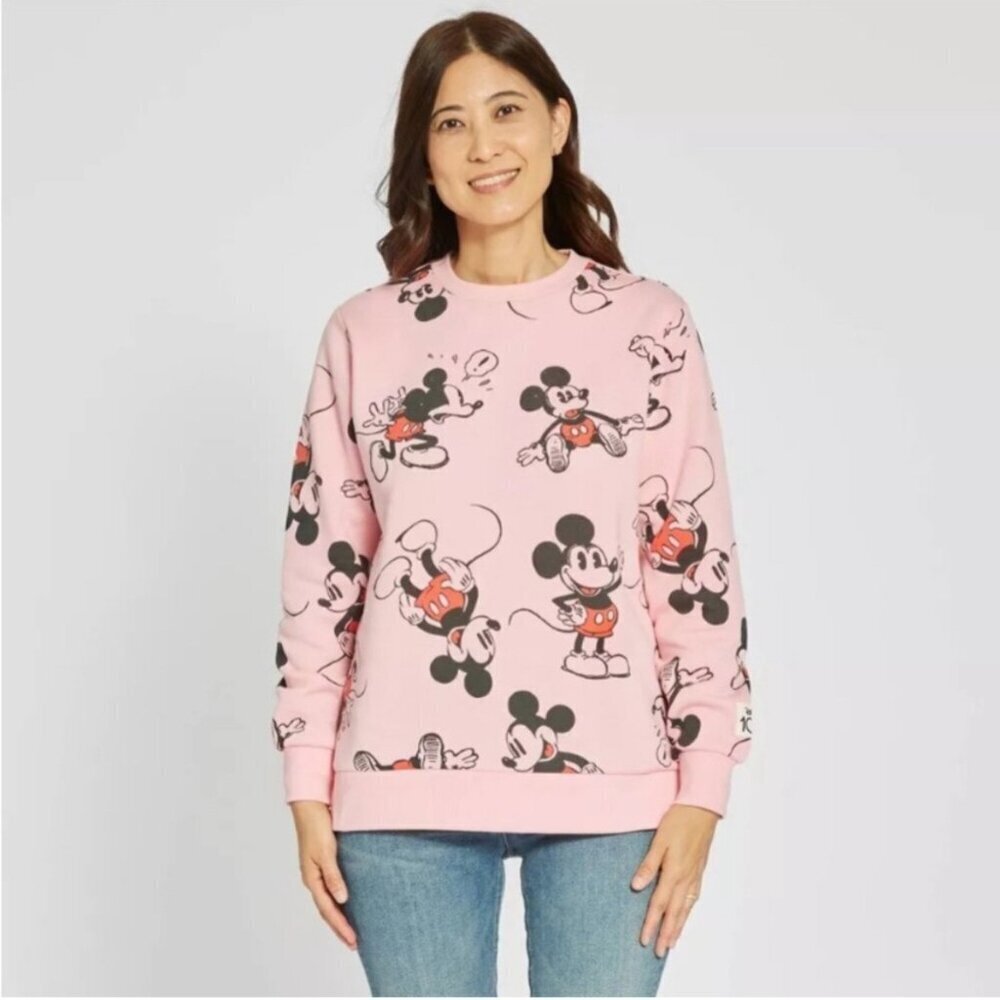 Disney 100 Cartoon Graphic Mickey Light Pink Sweater Size Small